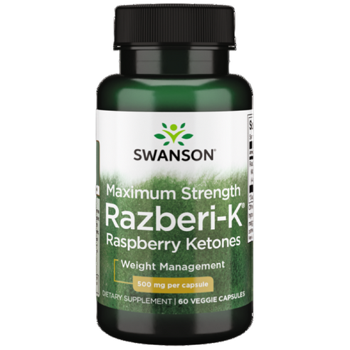 스완슨 맥시멈 스트렝스 Razberi-K 라즈베리 케톤 500mg 베지 캡, 1개, 60정