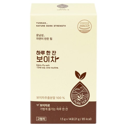 운남성 자연이 만든힘 하루 한 잔 보이차, 20박스, 14개입, 1.5g