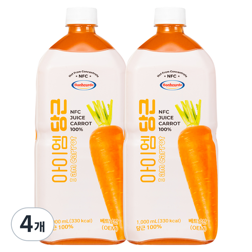 보넬드 아이엠 당근주스 100% NFC, 1L, 4개