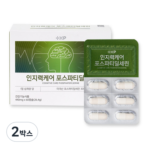 플러스엑스팜 인지력케어 포스파티딜세린 인지력 셀렌 비타민E 포도종자추출물, 2개, 60정