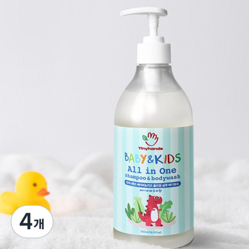 타이니핸즈 베이비키즈 올인원 샴푸바디워시 피부면역 다래추출 특허, 4개, 500ml