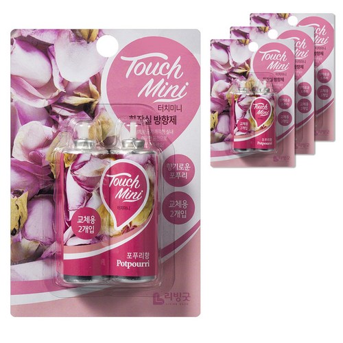 리빙굿 터치미니 화장실 방향제 향기로운 포푸리 리필, 26ml, 4개