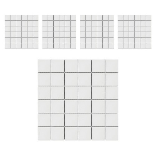 모네스페스 자기질 모자이크 타일 48mm, 화이트 무광, 5개