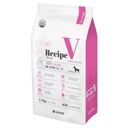 유한양행레시피브이 강아지 처방식 사료 비숑 프리제, 1.2kg, 1개, 피부+눈