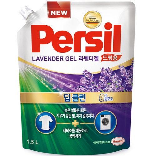 퍼실 딥클린 9중효소 라벤더젤 드럼용 액상세제 리필, 1.5L, 1개