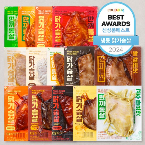 한끼통살 통살 소스 닭가슴살 100g x 14종 세트 (냉동), 14개입, 1개