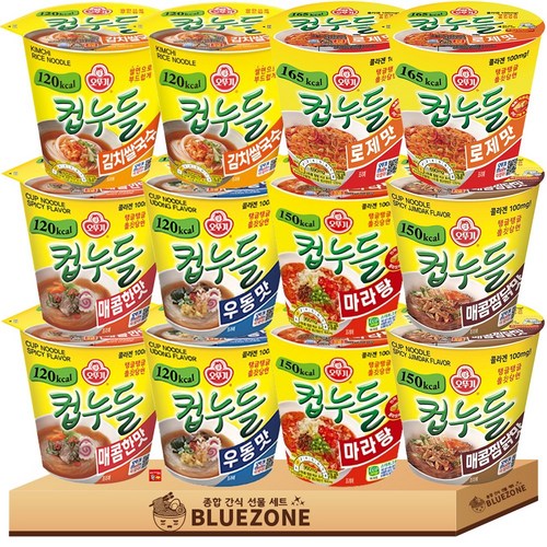 오뚜기 컵누들 6종 12개입 세트(매콤2+우동2+김치쌀국수2+마라탕2+매콤찜닭2+로제2), 1박스