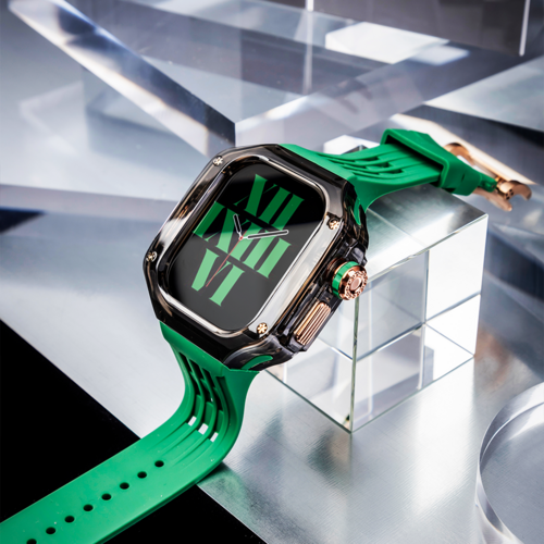 애차드밀 애플워치 울트라 메탈 케이스 일체형 스트랩 명품 케이스 밴드 줄질, 49(울트라시리즈), 레드, 블랙-실버