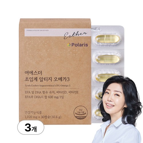 [본사직영] 여에스더 초임계 알티지 오메가3 1020mg 국민영양 프로젝트, 30정, 3박스