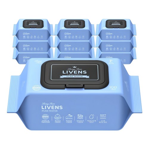 리벤스 퓨어워터 아기물티슈 엠보싱 캡형 이미지