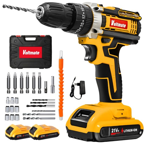 [국내발송] VoltMate 독일 21V 다용도 전동드릴 35N 빅토크해머드릴무선 가정용전동드라이버 임팩트드릴 해머전동드릴 배터리 2개 세트, 1세트, 본품 + 배터리2개이상