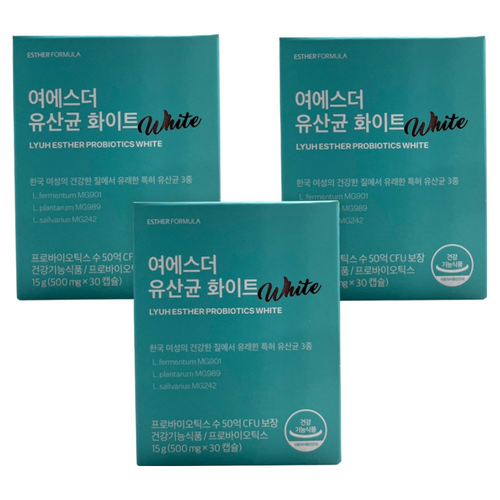 에스더포뮬러 여에스더 유산균 화이트 여성유산균 질유산균 30캡슐 3병, 3개, 30회분