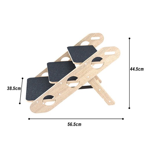 다렌 애완 계단 강아지 고양이 접이식 계단 강력하중 원목접이식 애완 계단 56.5cm38.5cm44.5cm