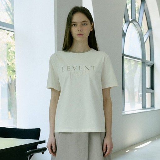 클라비스 여성용 배색 레터링 티셔츠