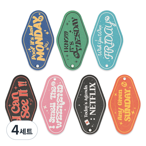 벤딕트 차량용 종이 방향제 프래그런스 태그 위캔드 패키지 7종 세트, 위캔드 패키지, 4세트