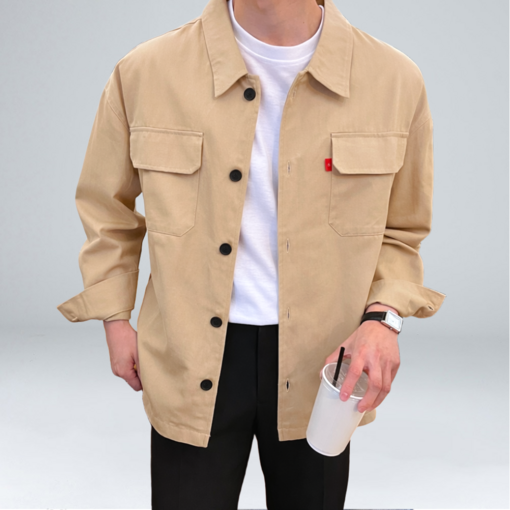 이브클로젯 남성용 오버핏 코튼 단추 카라 트러커 자켓 51301