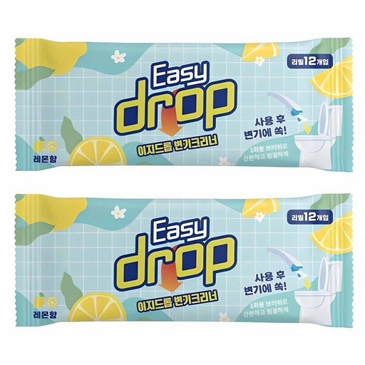이지드롭 일회용 변기크리너 뉴 레몬향 2개 상큼한 레몬향으로 깔끔하게 변기청소