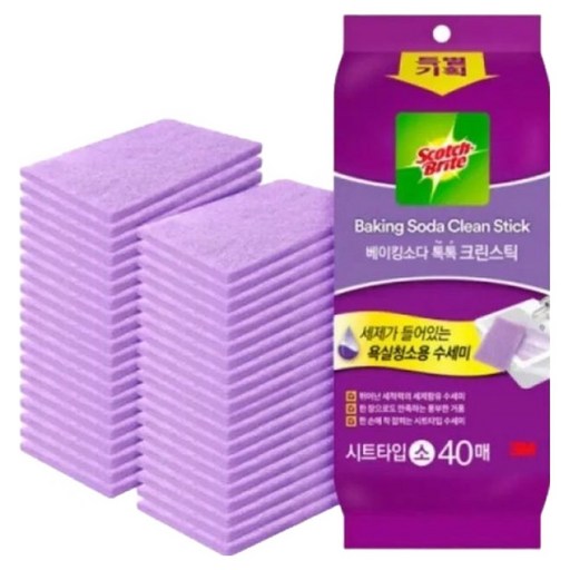 스카치브라이트 베이킹소다 톡톡 크린스틱 시트타입 본품 보라색 40p