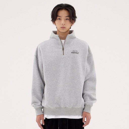 어반에이지 남녀공용 DESIGN STUDIO 로고 오버핏 하프집업