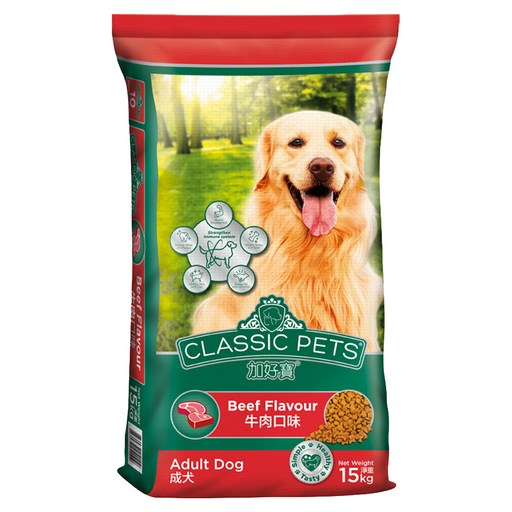 CLASSIC PETS 加好寶 成犬/中大型犬專用 乾狗糧, 牛肉口味, 15kg, 1袋