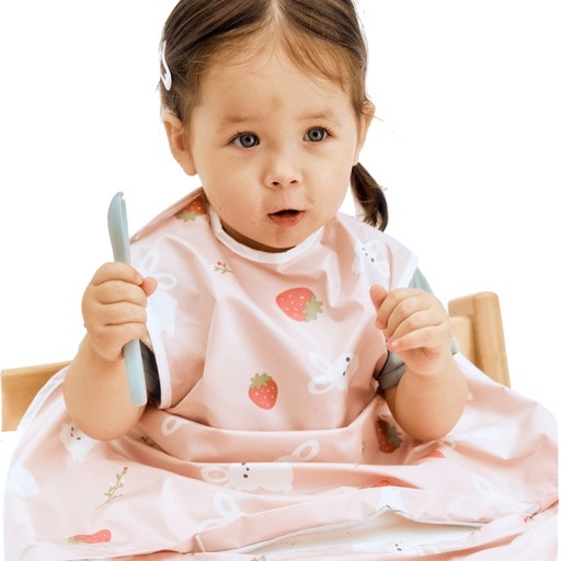 babyclo 幼兒餐桌一體式自主學習圍兜 無袖基本款, 兔子粉紅色, 1入, 1個