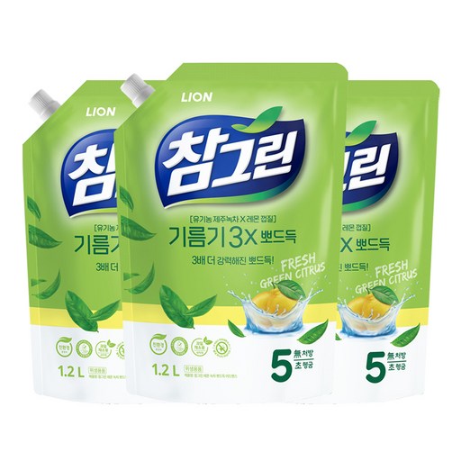 참그린 레몬 녹차 뽀드득 어드밴스 주방세제 리필