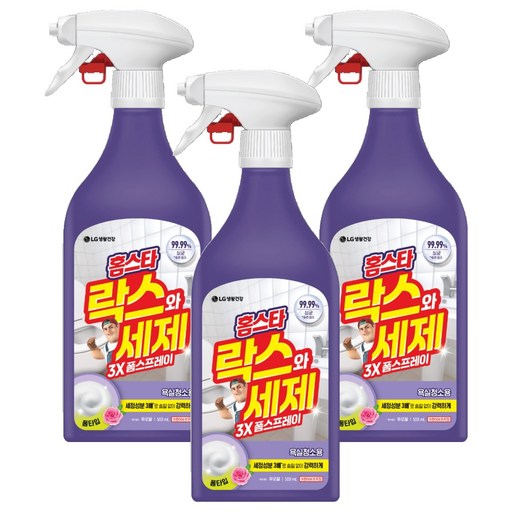 홈스타 락스와 세제 3X 폼 스프레이 후로랄 500ml, 3개