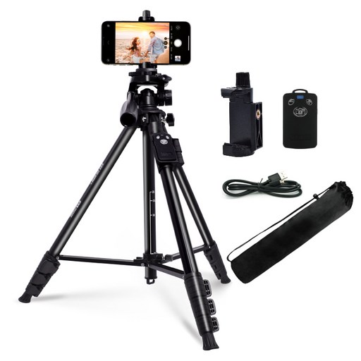 셀루미 일체형 무선 블루투스 스마트폰 카메라 올인원 삼각대 블랙 153cm, SEL-TRD550
