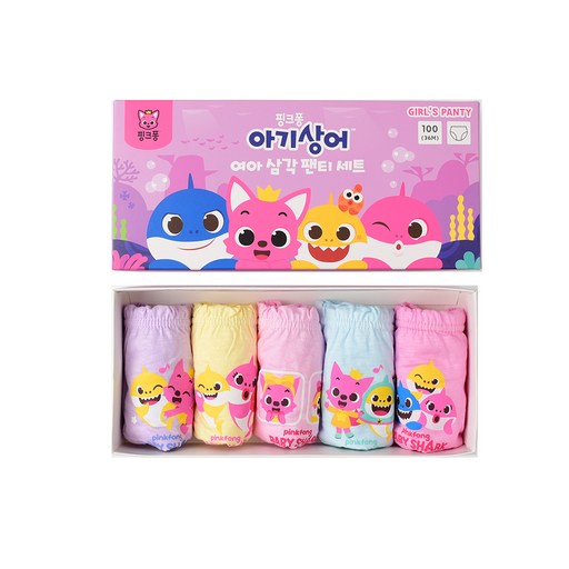 pinkfong 碰碰狐 女童用 鯊魚寶寶 三角內褲 5件組