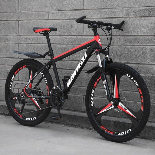 Juhoo 산악 자전거 26인치 24단변속 MTB 변속 기계식 디스크 브레이크 합금 일체형 휠, 블랙+레드