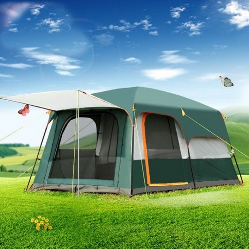 캠핑 용품 원터치 텐트 5-8persons 더블 레이어 야외 2 거실 및 1 홀 가족 최고 품질의 큰 공간, 초록, 중국