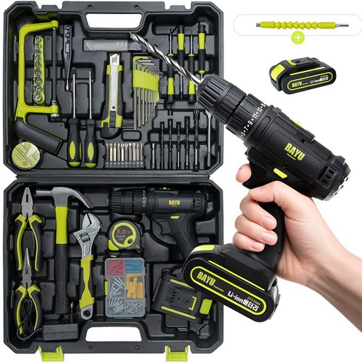 바유이 전동드릴 강력한 토크 전동드라이버 120pcs 공구세트