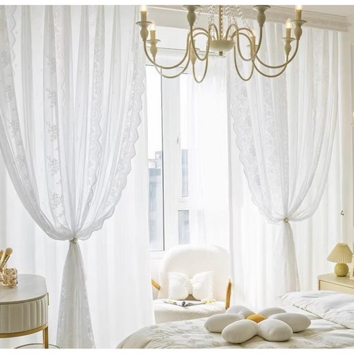 데미이엔 플라워 자수레이스 거실 암막 이중커튼 2장