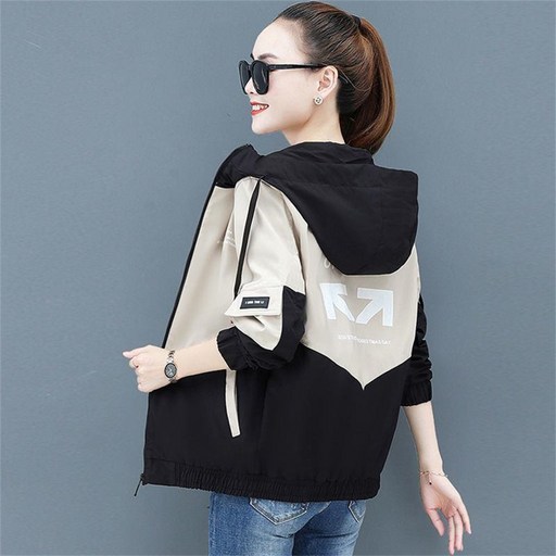 Vezri 여성 봄 후드 자겟 캐주얼 아웃도어 운동 점퍼