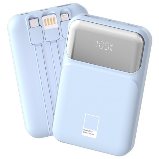 PGB-20 팬톤 PD 22.5W 초고속충전 대용량 케이블 일체형 미러 보조배터리 10000mAh