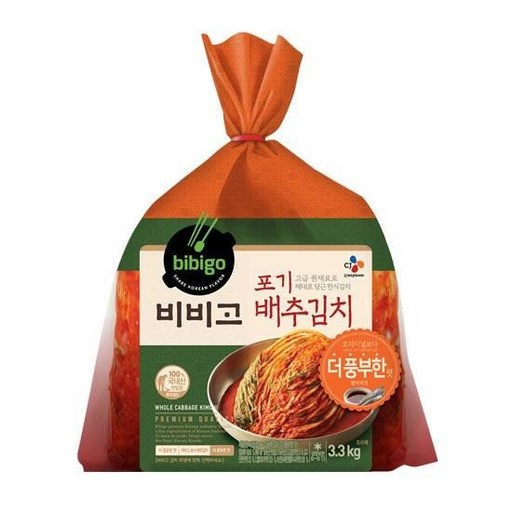 CJ 비비고 포기김치 더풍부한맛 3.3kg, 없음, 상세설명 참조
