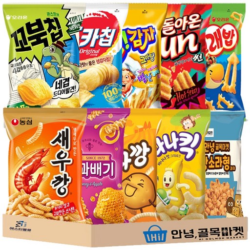 인기 과자 혼합 소형 10종 세트  농심 새우깡  꿀꽈배기  바나나킥  감자깡   오리온 왕고래밥  포카칩  썬칩  꼬북칩  오감자  안녕 소라과자  미니 스낵