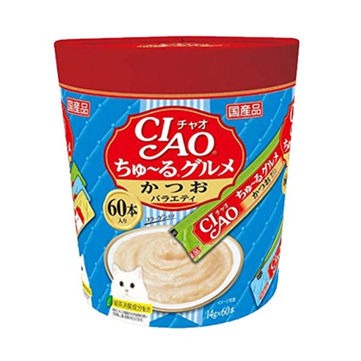 챠오츄르 버라이어티 짜먹는 고양이 간식 60p, 가다랑어, 840g, 1개