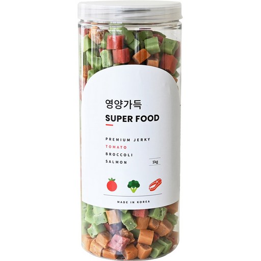 제로랩스 강아지 영양가득 져키, 혼합맛(토마토/브로콜리/연어), 1kg, 1개