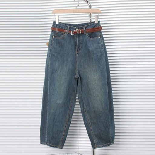 AOKADA 여성 9부 세미 와이드 데님 팬츠 여름 키작녀 청바지