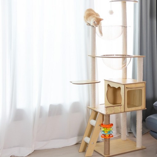 메리샵 캣타워유해물질이없는자연친화적고양이놀이터, 1개, 우드