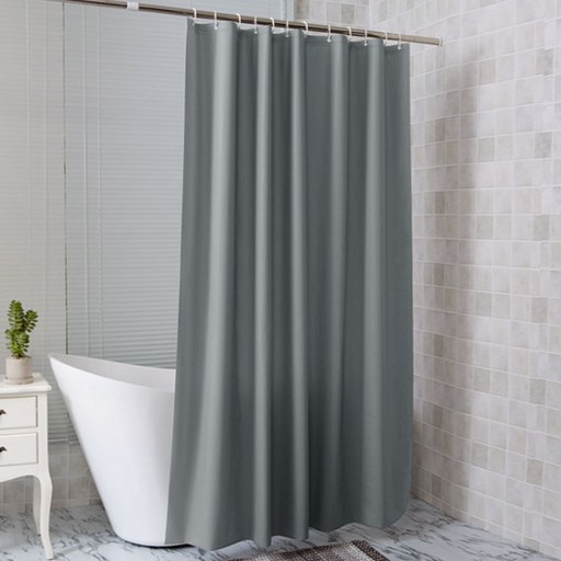PEVA 욕실 샤워커튼 무지그레이커튼고리포함 180X180cm 욕조 가림막 비닐 방수 커텐