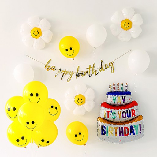 파티해 생일파티 풍선 세트, A 01 스마일 데이지 화이트, 1세트