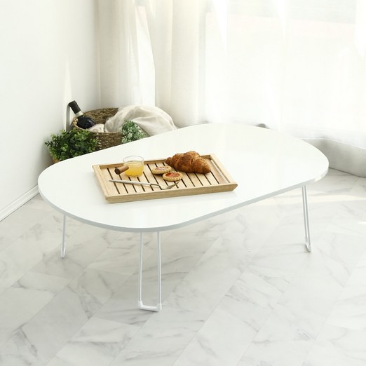 레몬트리 국내제조 E0등급 LPM 오브제 타원형 특대형 900 접이식테이블, 화이트펄