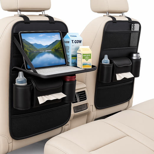 제피드 수납함 차량용 카시트 테이블, 블랙, 1개