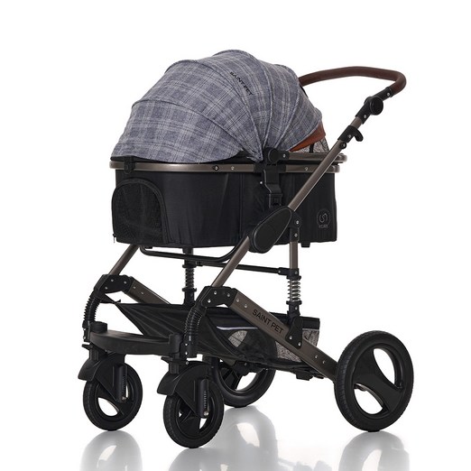 세인트펫 프리미엄 강아지유모차 알루미늄 프레임 30.5cm 대형바퀴 에버메이트 엘리트, 1. 체크패턴 그레이블랙