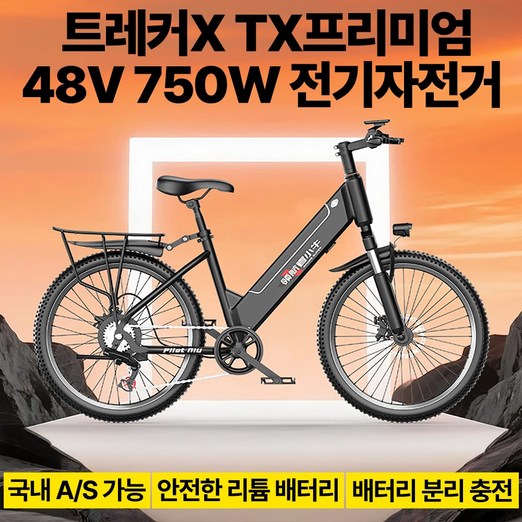 트레커X 힘좋은 전기자전거 750W  고출력 모터 고효율 배터리 탈부착 장거리주행 도시주행 레저용 전기바이크