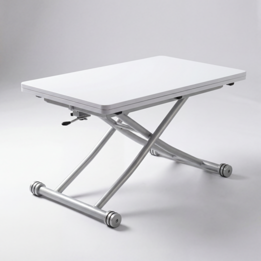 브릭룸 트랜스폼 높이조절 거실 리프트업 테이블 확장형 폴딩 접이식 식탁 탁자, 화이트