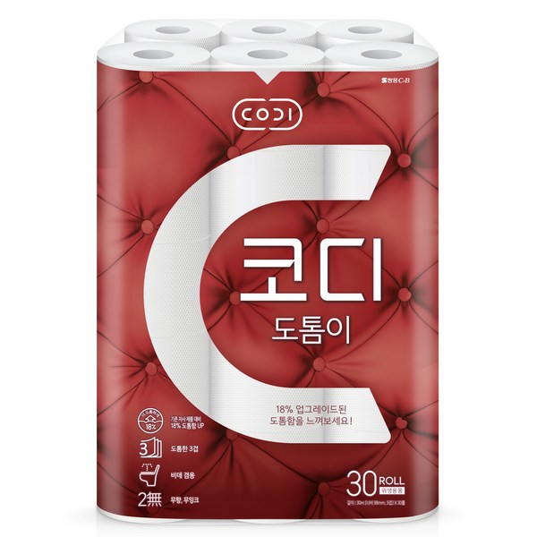 코디 도톰이 3겹 데코 롤화장지, 30m, 30롤, 1개 솔직 후기 | 실사용자 리뷰 분석 썸네일