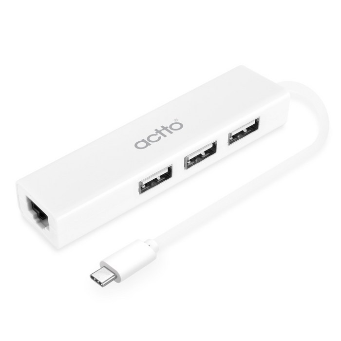 엑토 C타입 USB 랜 어댑터 3포트 허브 콤보 HUBL04, 화이트, 1개